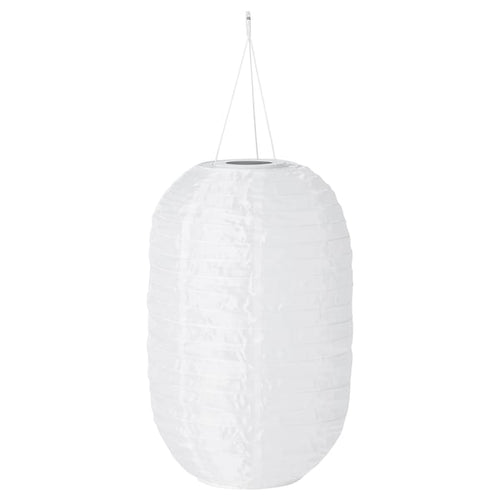 SOLVINDEN - LED solar-powered pendant lamp, outdoor/oval white, 43 cm