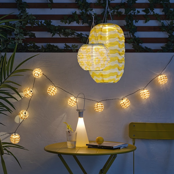 SOLVINDEN - LED energy sol pendant lamp, outdoor oval/yellow waves,26 cm - best price from Maltashopper.com 00572235