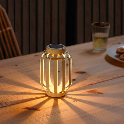 SOLVINDEN - LED solar powered table lamp, beige/striped,17 cm - best price from Maltashopper.com 10514589