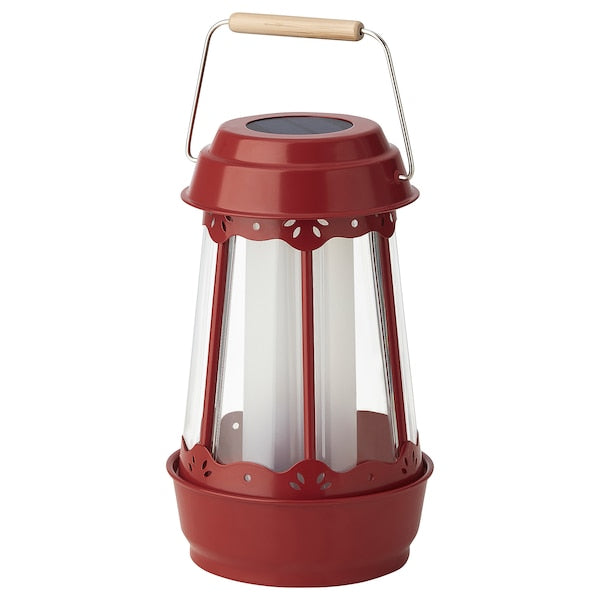 SOLVINDEN - LED solar-powered table lamp, house/red, 25 cm