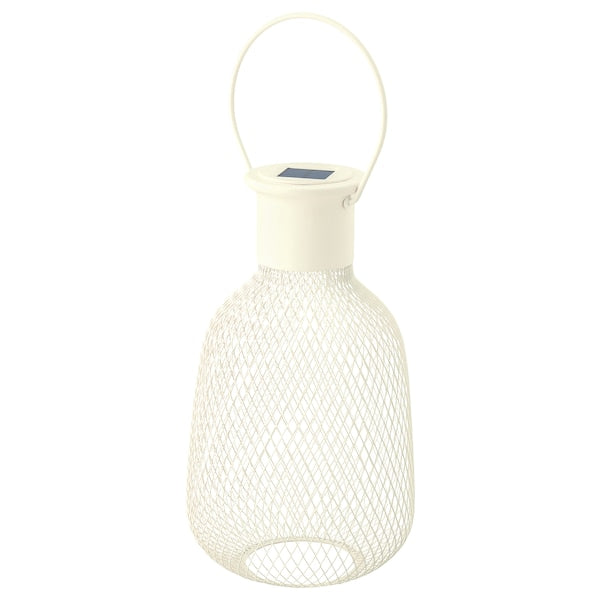 SOLVINDEN - LED solar-powered lantern, outdoor/mesh white, 29 cm