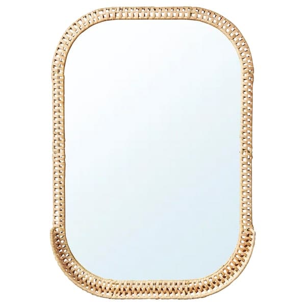 SOMMARBO - Mirror, rattan, 53x76 cm