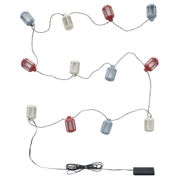SOMMARLÅNKE - LED lighting chain with 12 lights, battery-operated outdoor/lantern multicolour