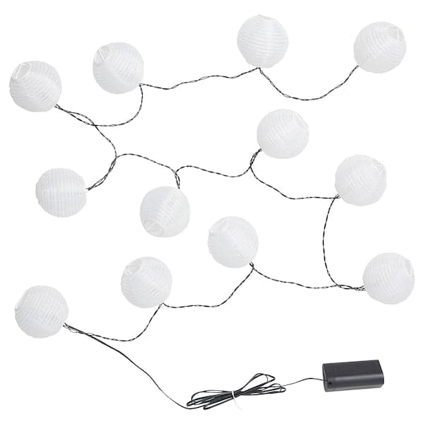 SOMMARLÅNKE - LED lighting chain with 12 lights, outdoor/battery-operated white