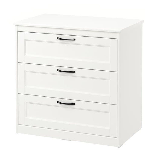 SONGESAND - Chest of 3 drawers, white, 82x81 cm
