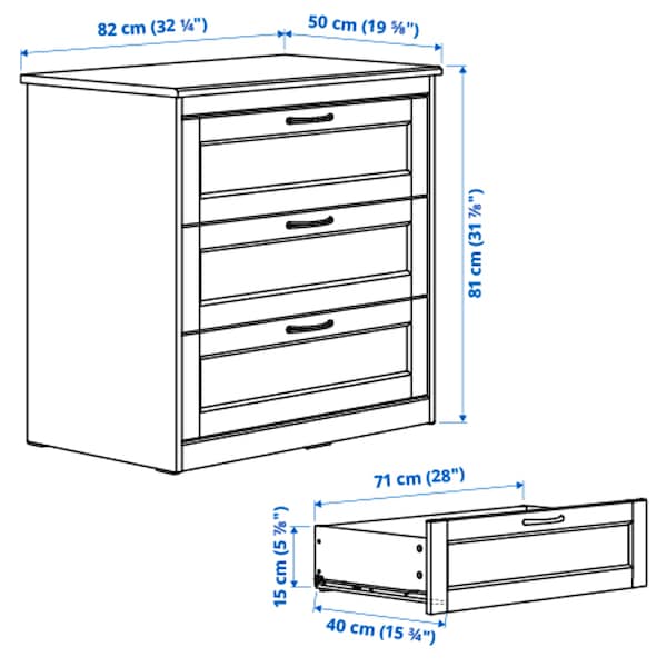 SONGESAND - Chest of 3 drawers, white, 82x81 cm - best price from Maltashopper.com 90366839