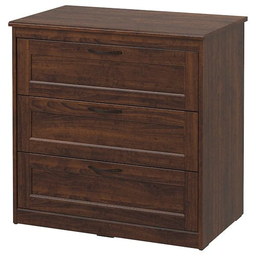 SONGESAND - Chest of 3 drawers, brown , 82x81 cm