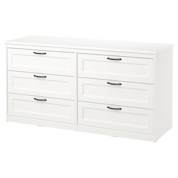 SONGESAND - Chest of 6 drawers, white, 161x81 cm - best price from Maltashopper.com 70366798