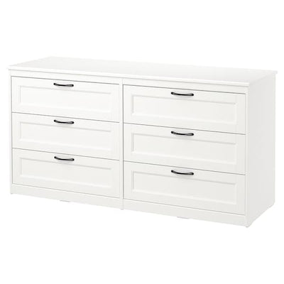 SONGESAND - Chest of 6 drawers, white, 161x81 cm - best price from Maltashopper.com 70366798