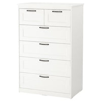 SONGESAND - Chest of 6 drawers, white, 82x126 cm - best price from Maltashopper.com 90366783