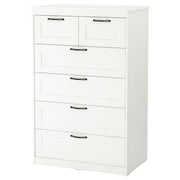 Ikea SONGESAND - Chest of 6 drawers, white, 82x126 cm