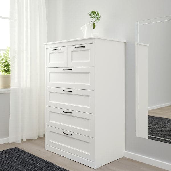 SONGESAND - Chest of 6 drawers, white, 82x126 cm - best price from Maltashopper.com 90366783
