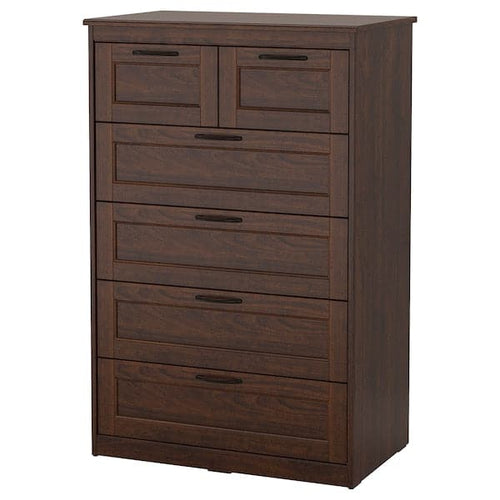 SONGESAND Chest of drawers with 6 drawers - brown 82x126 cm , 82x126 cm