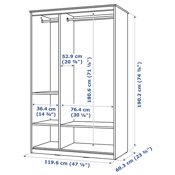 SONGESAND - Wardrobe, white, 120x60x191 cm - best price from Maltashopper.com 90347351