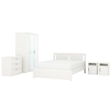 SONGESAND bedroom furniture, set of 5, white, 140x200 cm