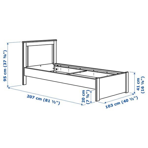 Ikea SONGESAND Bed structure - white/Leirsund 90x200 cm
