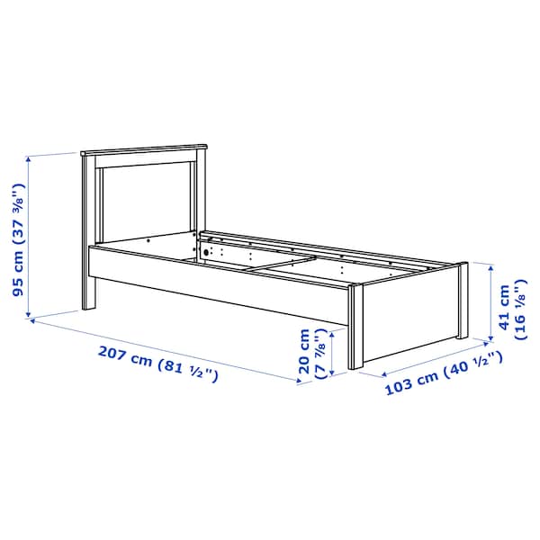 Ikea SONGESAND Bed frame, white/Lindbåden, 90x200 cm