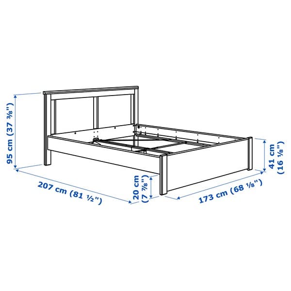 Ikea SONGESAND Bed Frame, white/Lindbåden, 160x200 cmShow measurement specifications ,