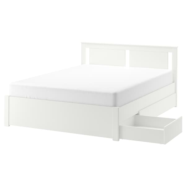 SONGESAND Bed structure with 4 drawers - white/Leirsund 140x200 cm , - best price from Maltashopper.com 09241335