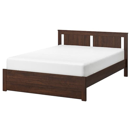 SONGESAND Bed frame, brown/Lindbåden, 140x200 cm