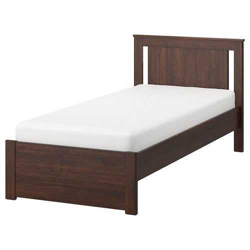SONGESAND Bed frame, brown/Lindbåden, 90x200 cm
