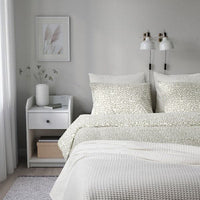 SORGMANTEL - Duvet cover and 2 pillowcases, white/green, 240x220/50x80 cm - best price from Maltashopper.com 60549483