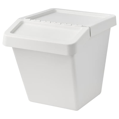 SORTERA - Waste sorting bin with lid, white, 60 l