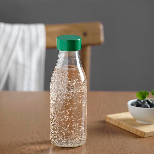 SPARTANSK - Water bottle, clear glass/green, 0.5 l - best price from Maltashopper.com 60517953