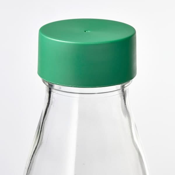Ikea SPARTANSK - Water bottle, clear glass/green, 0.5 l