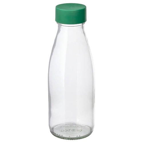 SPARTANSK - Water bottle, clear glass/green, 0.5 l