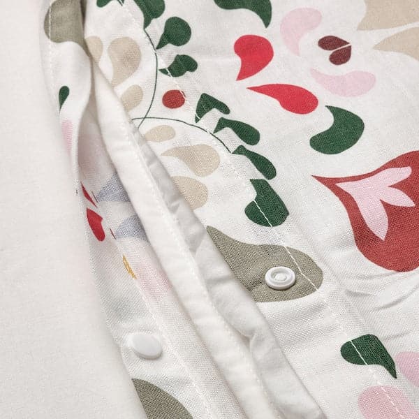 Ikea SPARVVICKER - Duvet cover and 2 pillowcases, white/multicolour ,