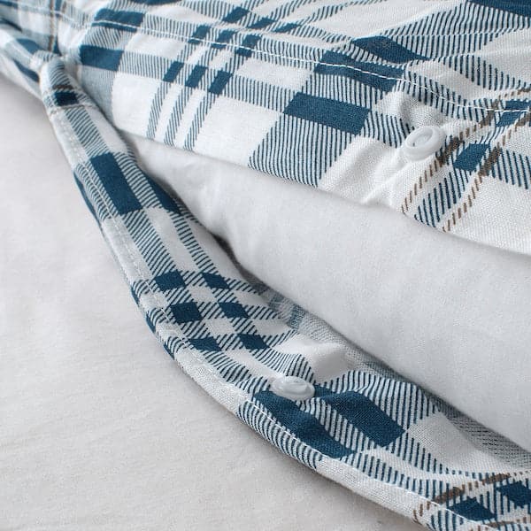 SPIKVALLMO - Duvet cover and pillowcase, white blue/check , - best price from Maltashopper.com 00466452
