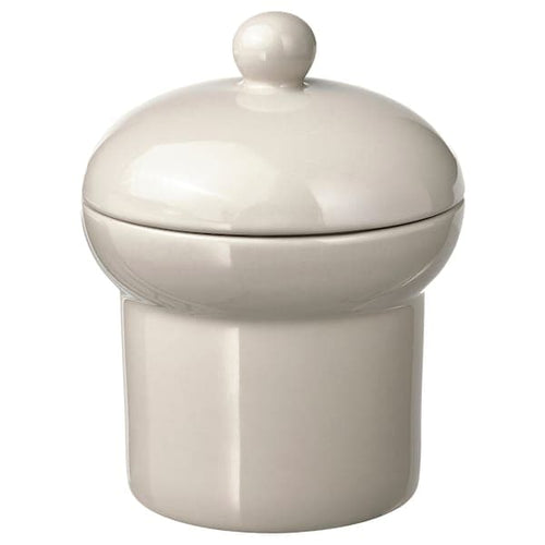 SPINNARHAJ - Container with lid, off-white, 13 cm