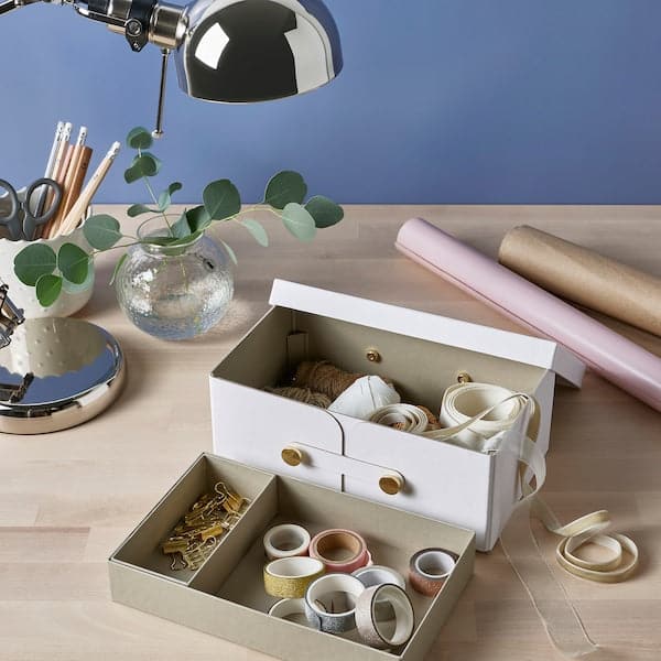 Ikea SPINNROCK - Box with compartments, white, 25x16x10 cm