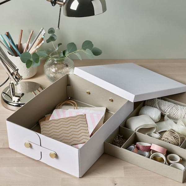 Ikea SPINNROCK - Box with compartments, white, 32x25x10 cm