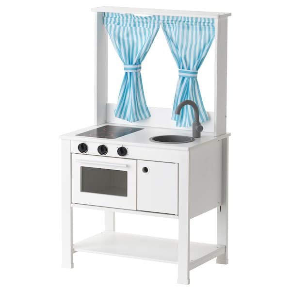 SPISIG - Play kitchen with curtains, 55x37x98 cm