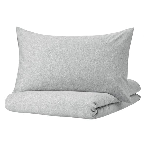 SPJUTVIAL - Duvet cover and pillowcase, light grey/mélange, 150x200/50x80 cm - best price from Maltashopper.com 20479793