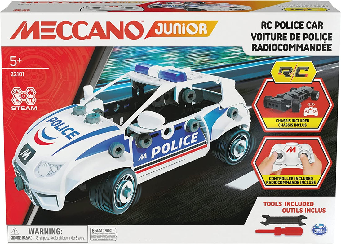 Meccano Junior, RC Police Car with Working Trunk and Real Tools