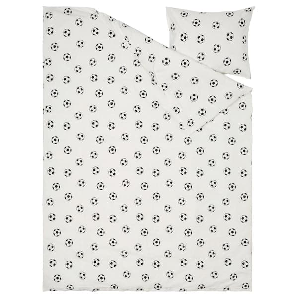 SPORTSLIG - Duvet cover and pillowcase, football pattern, 150x200/50x80 cm - best price from Maltashopper.com 70491330