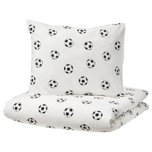 Ikea SPORTSLIG - Duvet cover and pillowcase, football pattern, 150x200/50x80 cm