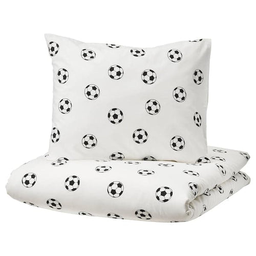 SPORTSLIG - Duvet cover and pillowcase, football pattern, 150x200/50x80 cm