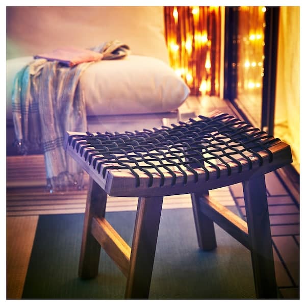 Ikea STACKHOLMEN - Stool, outdoor, light brown stained, 48x35x43 cm