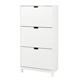 STÄLL shoe cabinet with 3 compartments, white, 79x29x148 cm