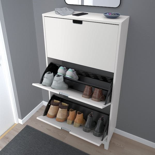 Ikea STÄLL - Shoe cabinet with 3 compartments, white, 79x29x148 cm