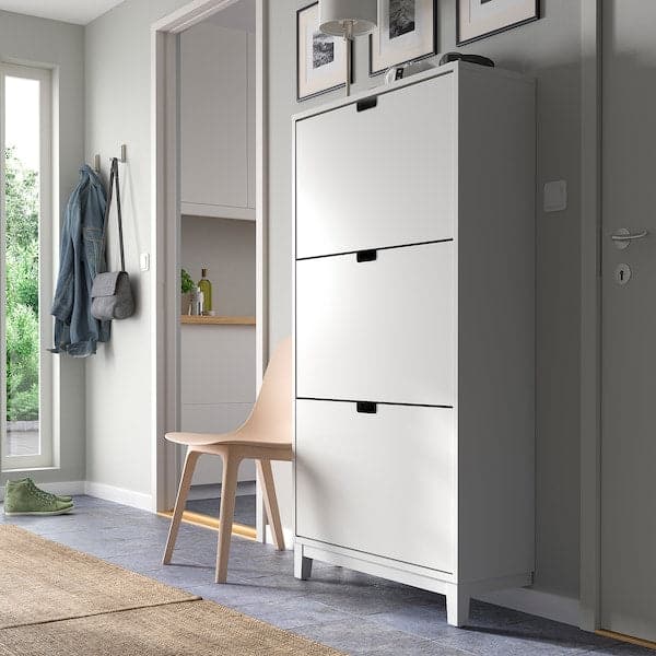 Ikea STÄLL - Shoe cabinet with 3 compartments, white, 79x29x148 cm