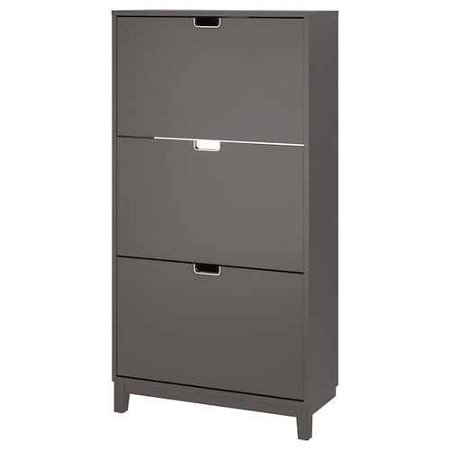 STÄLL - Shoe cabinet with 3 compartments, dark grey, 79x29x148 cm