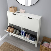 STÄLL - Shoe cabinet with 4 compartments, white, 96x17x90 cm - best price from Maltashopper.com 60530266