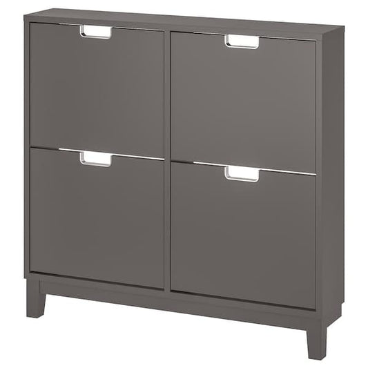 Ikea STÄLL - Shoe cabinet with 4 compartments, dark grey, 96x17x90 cm
