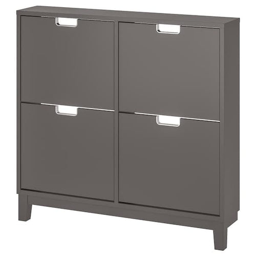 STÄLL - Shoe cabinet with 4 compartments, dark grey, 96x17x90 cm