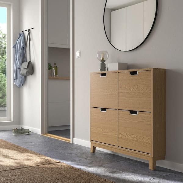 STÄLL - 4-compartment shoe rack, oak veneer, 96x17x90 cm - best price from Maltashopper.com 40530229